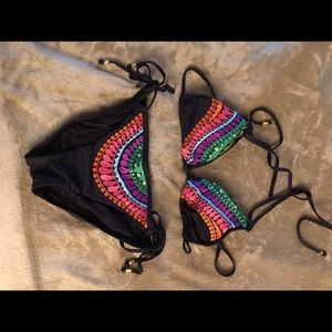 Black bikini set with cute pattern