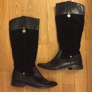 Anne Klein Mixed Suede and Leather Black Boots 8.5