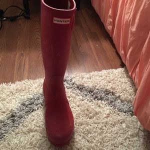 Red matte hunter boots