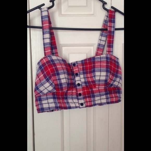 Plaid crop top f21