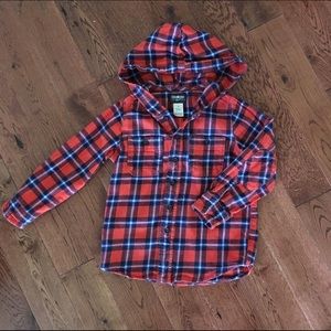 Red Osh Kosh Hooded Flannel