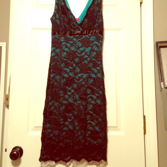 Black lace overlay dress