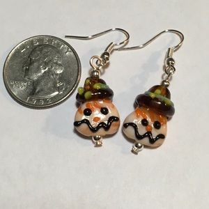 Glass Lampwork Scarecrow Earrings w/silver hooks