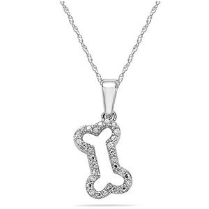 10k White Gold Dog Bone Diamond pendant