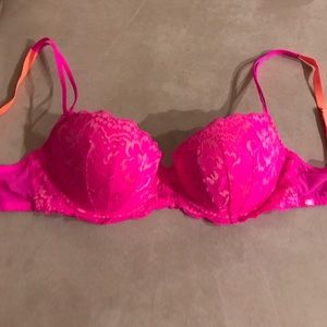 Hot Neon Pink Lace Bra by PINK Victoria Secret