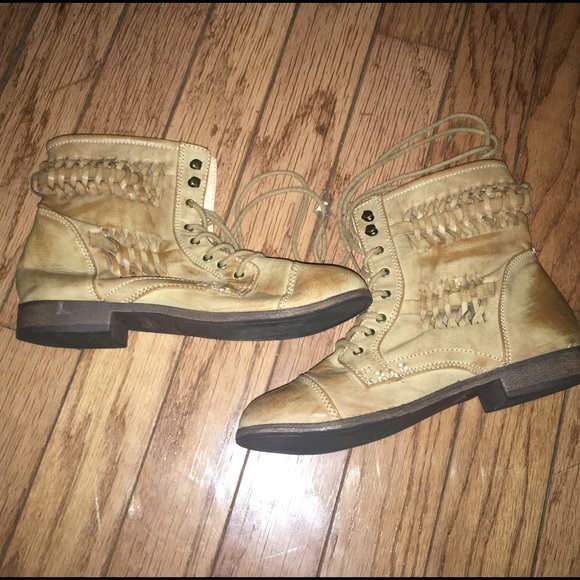 Beige combat boots