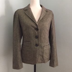 Gap Brown Herringbone Tweed Jacket