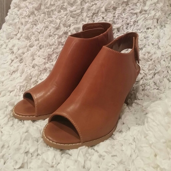 Cole Haan Stacked Heel Peep Toe Booties