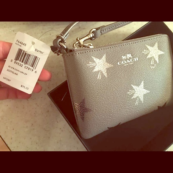 Grey Coach Wristlet with Stars NWT