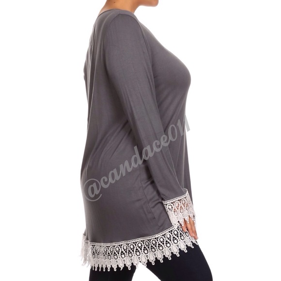 Lace & Jersey Tunic (Grey) - Picture 3 of 4