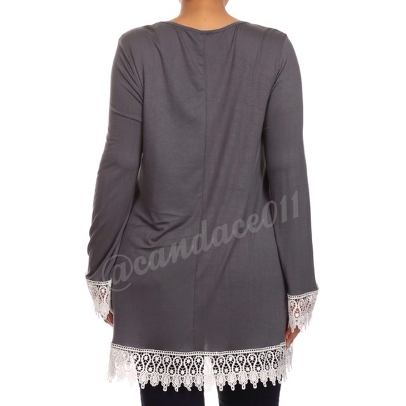 Lace & Jersey Tunic (Grey) - Picture 4 of 4