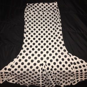 White & Black polka dots mermaid skirt