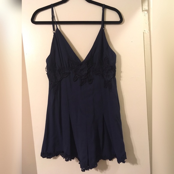 Navy Floral Appliqué Romper