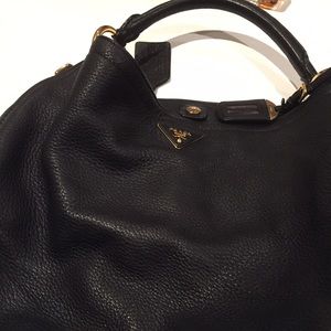 authentic black calfskin prada tote