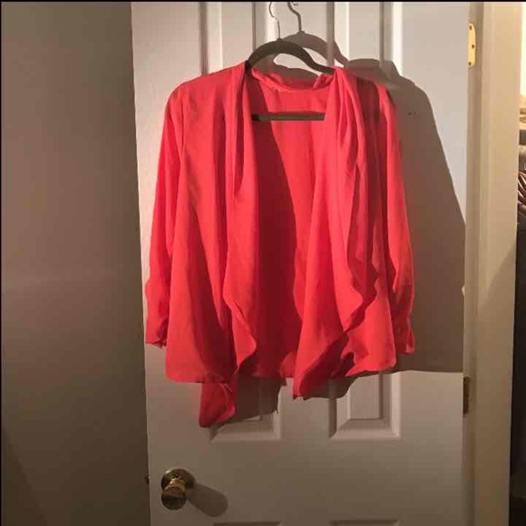 Coral 3/4 sleeve open front cardigan