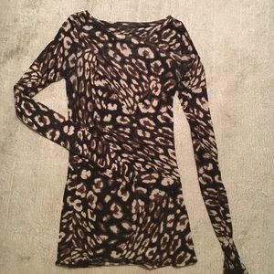 BCBG semi sheer leopard long sleeve t