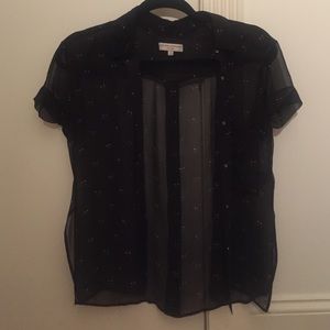 OPENING CEREMONY Black silk shirt w/cat faces