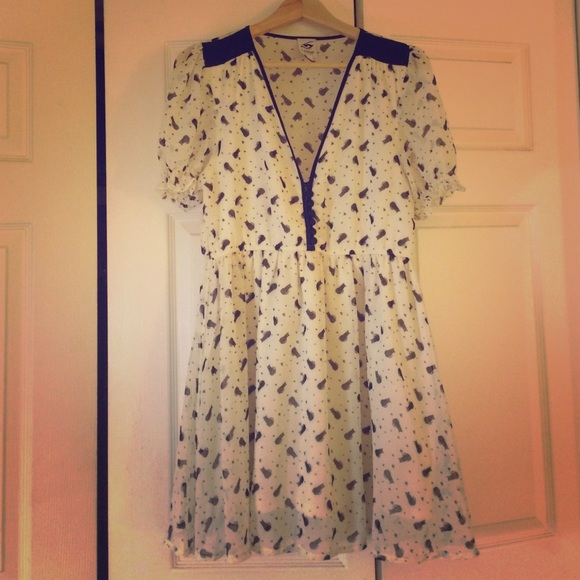 Black cat empire waist dress - one of a kind!