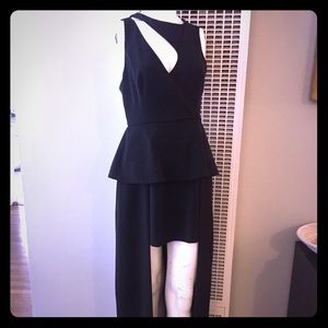 Modern black formal dress with high low hemline