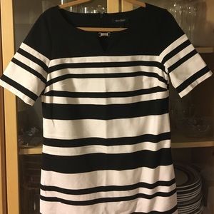 White and black stretch cotton dress