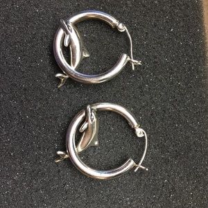 Sterling silver dolphin pierced earrings