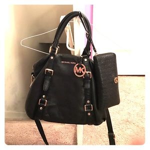 Authentic Medium Black MK bag and wallet.
