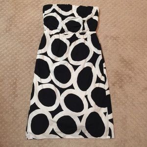 J. Crew black and white cotton strapless dress