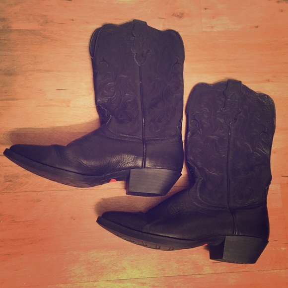 Justin black leather cowboy boots