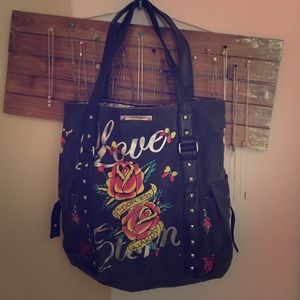 Large Black Ed Hardy Tote Bag