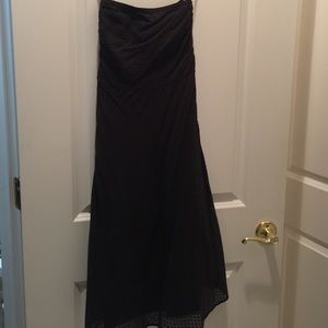 J. Crew black cotton Swiss dot strapless dress.