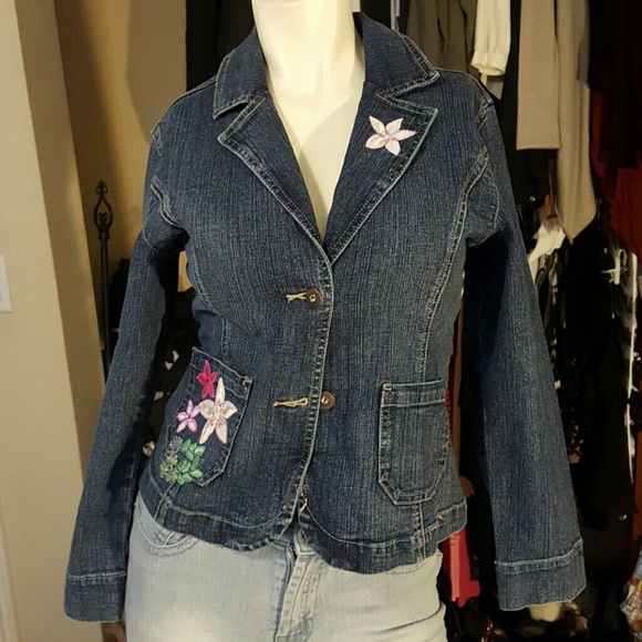 Jean Jacket w/ Flower Design