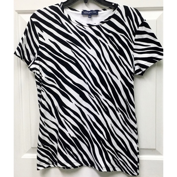 Jones New York Zebra Print Short Sleeve Shirt