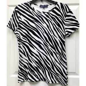 Jones New York Zebra Print Short Sleeve Shirt