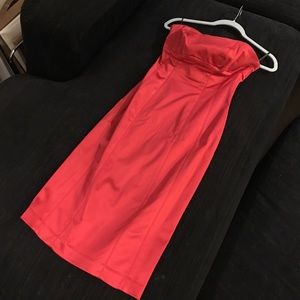 Fire Engine Red Convertible Strapless bebe Dress