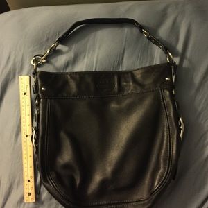 Coach black leather hobo bag (large)