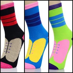 Set Of 3 Novelty Socks Shoe Print