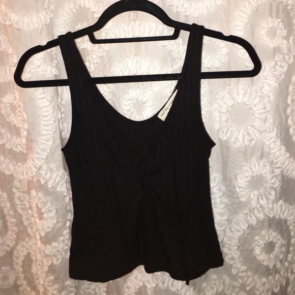 Urban Outfitters lace-up cropped black tank top