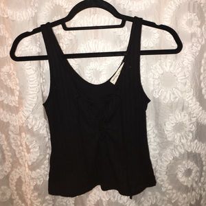 Urban Outfitters lace-up cropped black tank top