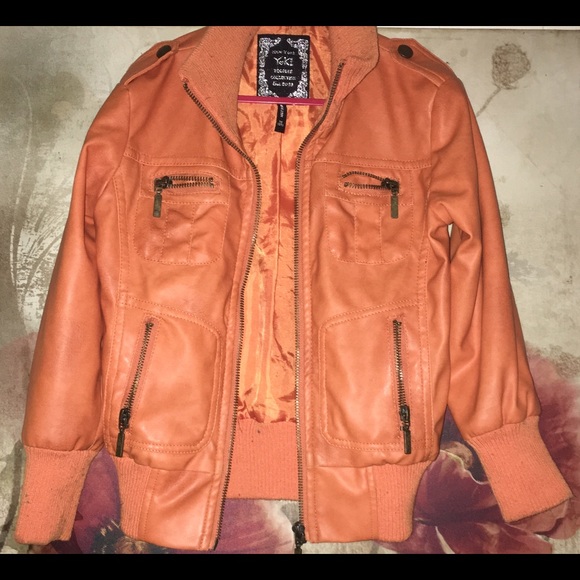 🔴 Kids Orange leather jacket