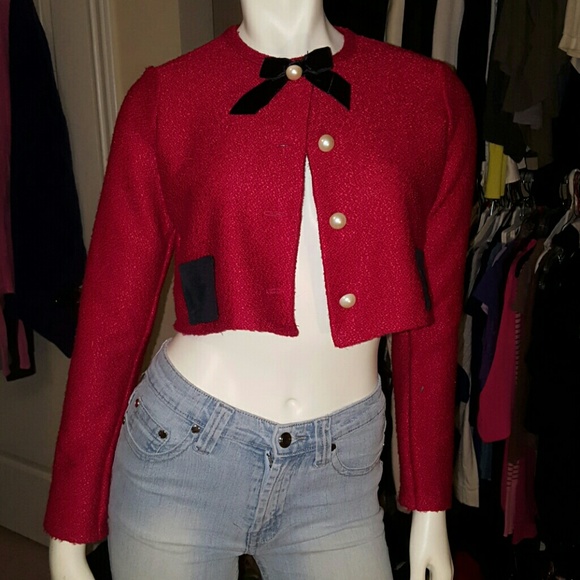 Red Old School Classic Knit Cardigan
