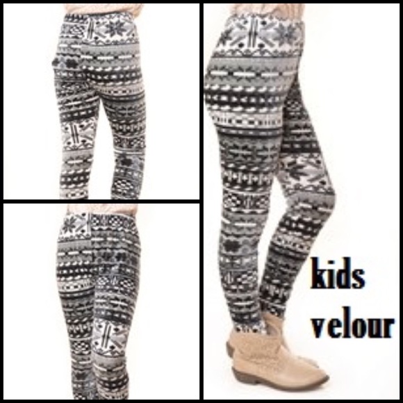 Girls Black/White Tribal Print Leggings