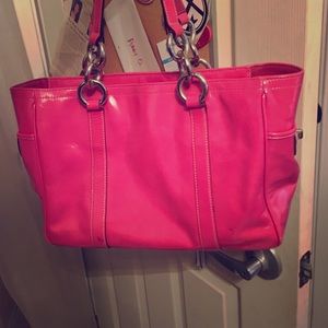 pink patent leather coach bag