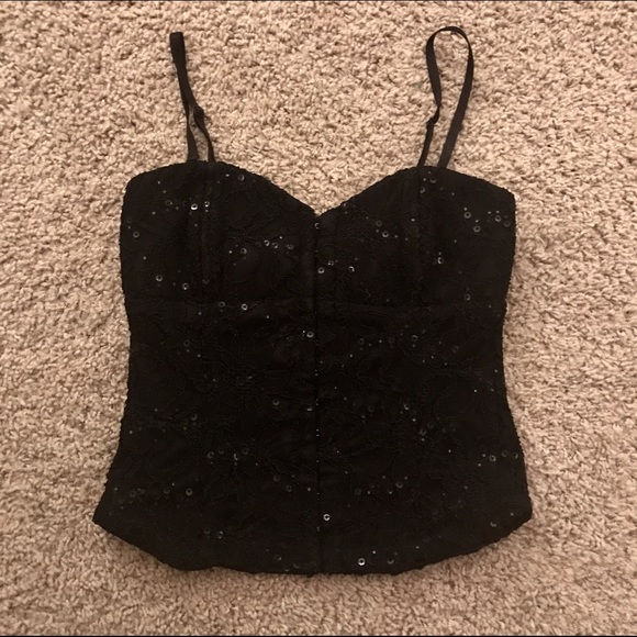 forever 21 Black Sequin Lace Corset
