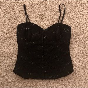 forever 21 Black Sequin Lace Corset