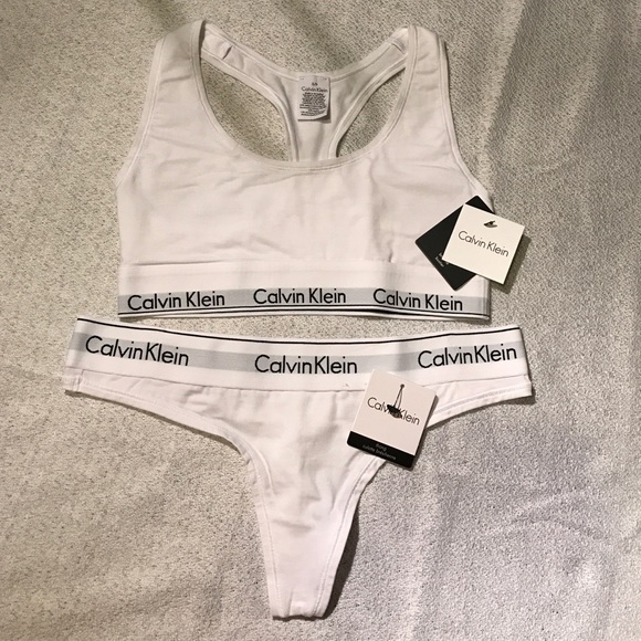 Calvin Klein bra letter and thong set sz S