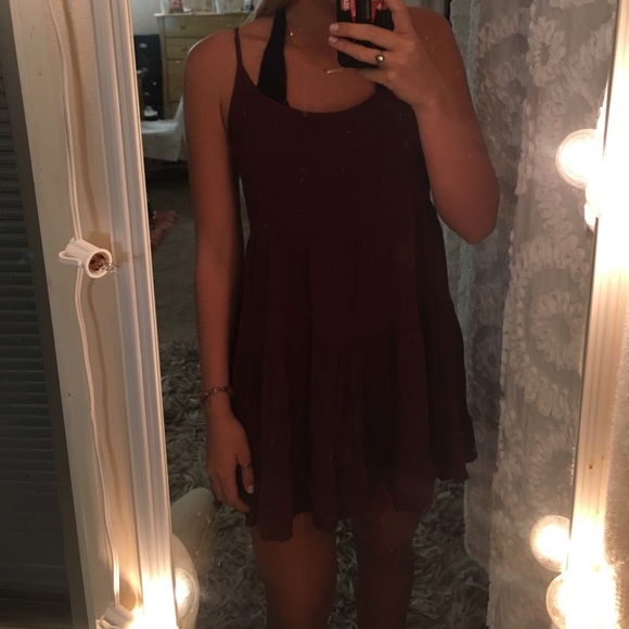 Brandy Melville maroon ruffle sun dress