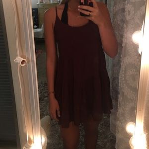 Brandy Melville maroon ruffle sun dress
