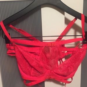 Red Strappy Lace Bra