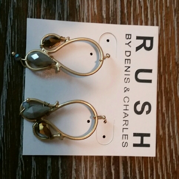 Rush by Denis & Charles Gray tear drop crystal earrings - Picture 2 of 2