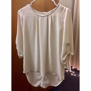 Dressy, cream colored, quarter sleeve, blouse